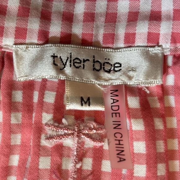 Tyler Boe Dress Womens M Red White Gingham Tiered Ruffle Tie Neck - Picture 10 of 13